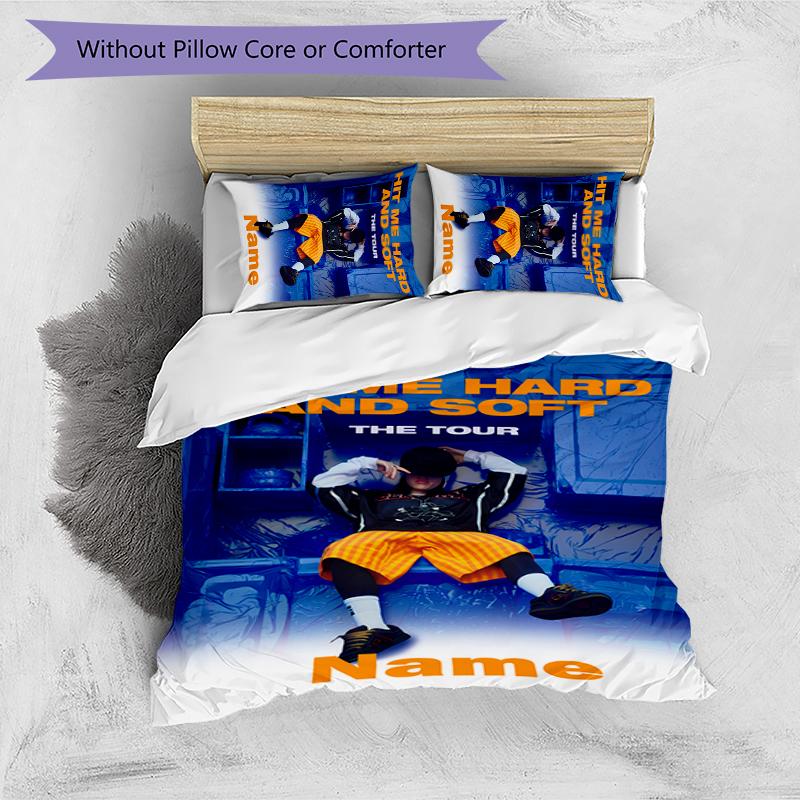3pcs Custom Name Billie Eilish Bedding Set Duvet Cover Closure Includes 1 Duvet Cover & 2 Pillowcases for All Seasons Bedroom Decor