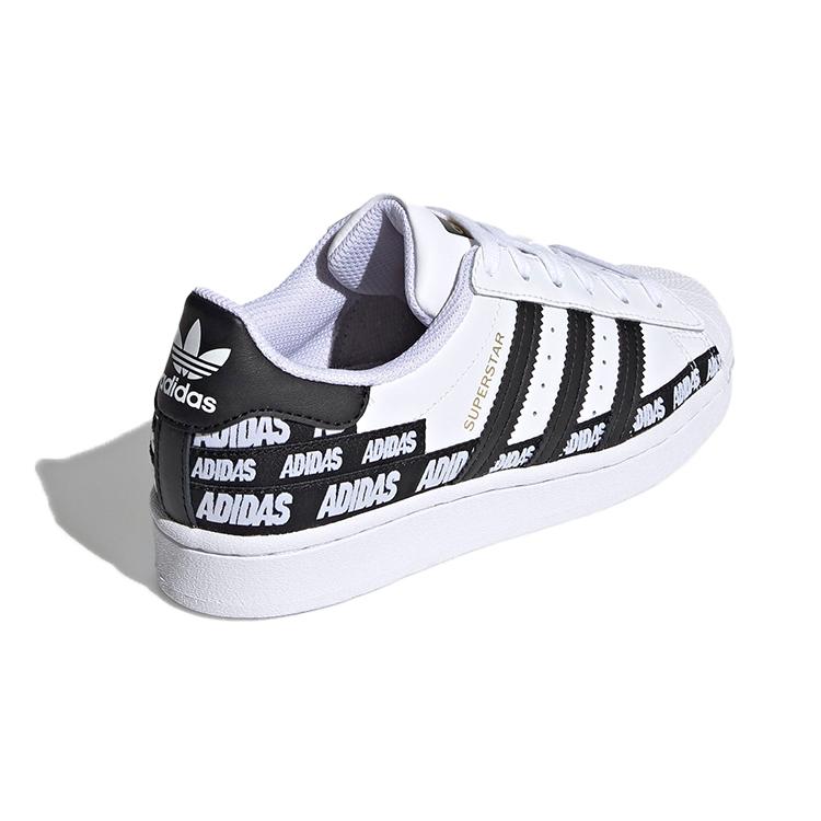 Adidas Originals Superstar J Black Logo Breathable Low top Skateboard Shoes White FX5871