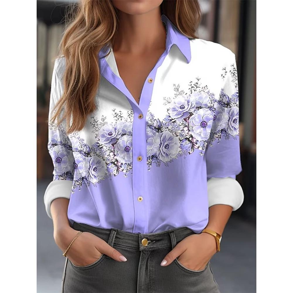 2024 Women Shirt Blouses Flower Shirt 3D Print High quality Long Sleeve Elegant Shirt Party Fashion Tops Female Clothing Blouses