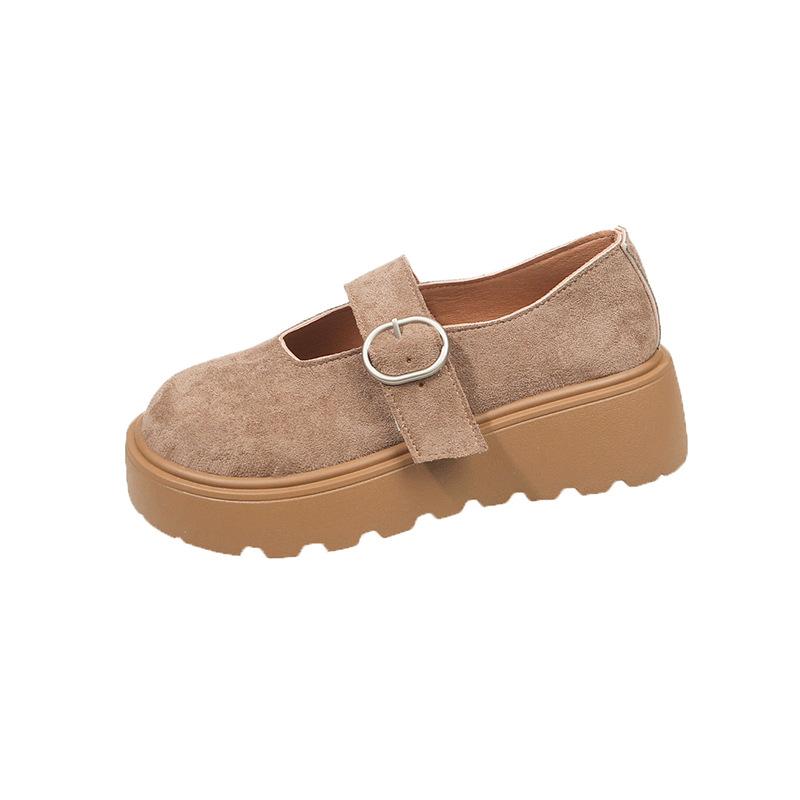 Женские весенне-осенние новые туфли Мэри Джейн на толстой подошве с неглубоким вырезом и юбкой