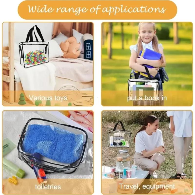 4PCS Large Toy Storage Bags Multi-purpose Zipper Transparent PVC Waterproof Suitcase, Suitable for Building Blocks