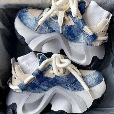 Оригинальная дизайнерская женская обувь, модные кроссовки на толстой подошве, ковбойская парусиновая повседневная обувь для женщин, спортивная обувь, увеличивающая рост