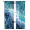 Blue Sea Waves Tulle Curtains for Living Room Drapes Window Sheer Modern Curtains for Bedroom Decor