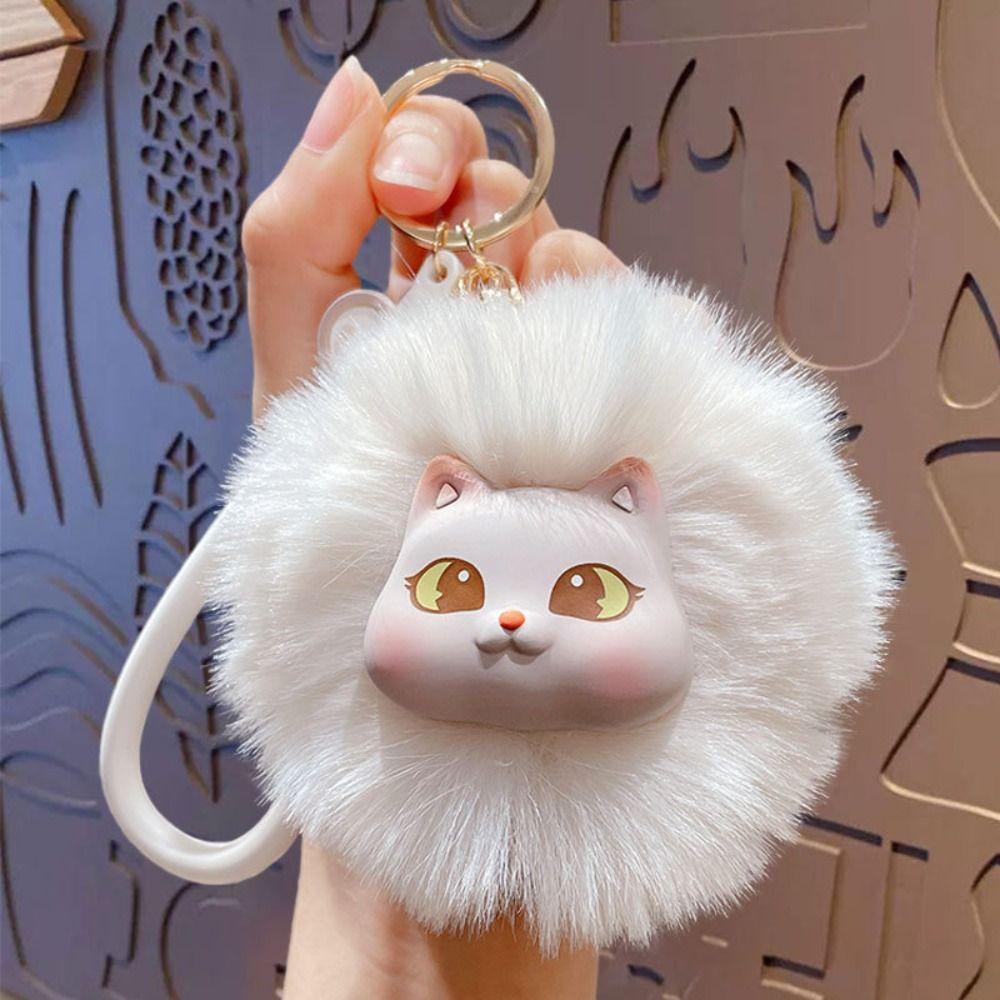 PVC Cat Plush Keychain Backpack Charms Kitten Car Keyring Cute Cat Plush Pendant Decoration