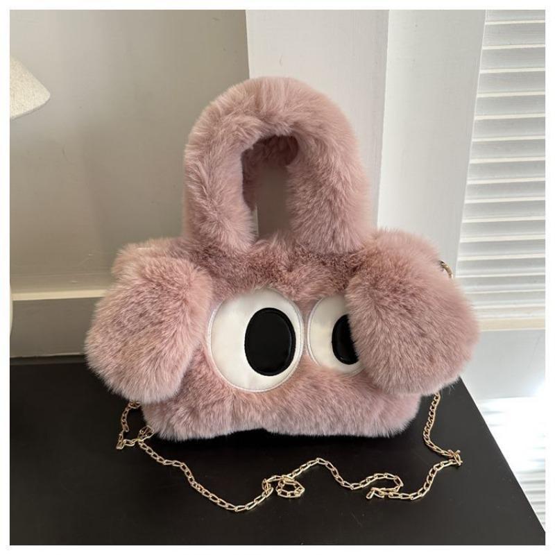 Plush Women's Bag Cute Big-eyed Dog Chain Bag New Spring Tote Bag Big-eyed Plush Bag Single Shoulder Oblique Span Bag