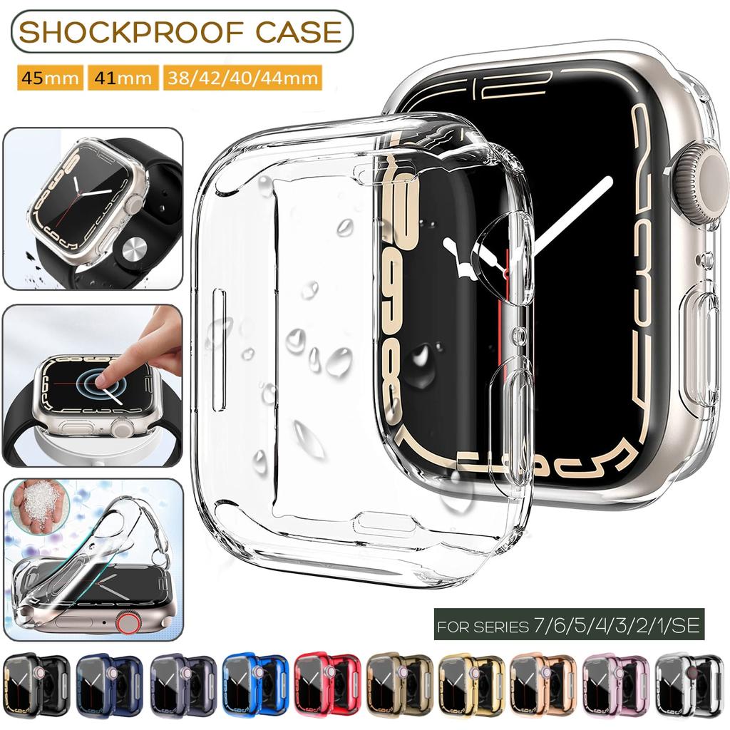 360 Cover for Apple Watch Case 7 6 SE 5 4 3 2 41MM 45MM 42MM 38MM Soft Clear TPU Screen Protector for iWatch 7 6 5 4 3 44MM 40MM