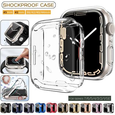 Чехол на 360 градусов для Apple Watch Case 7 6 SE 5 4 3 2 41 мм 45 мм 42 мм 38 мм Мягкая прозрачная защитная пленка из ТПУ для iWatch 7 6 5 4 3 44 мм 40 мм