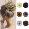 2Pcs Women Bun Wig Scrunchie Elastic Fluffy Natural High Temperature Fiber Messy Tousled Updo Synthetic Hair Extension Hairpiece Hair Tie
