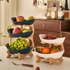 Creative Three-layer Multi-layer Fruit Tray European Light Luxury Dried Fruit Tray Bamboo Frame Household Snack Tray Candy Tray Fruit Basket