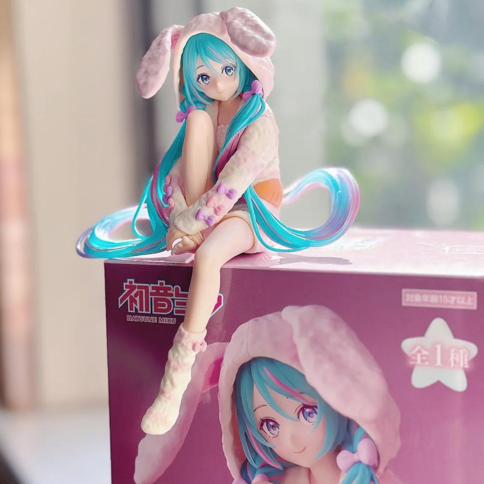 15 см Аниме ХАТСUNE MIKU Фигурка Стопор для лапши Фигурка Кроличьи ушки Пижама Модель Игрушка Кукла Фигурка Действия Коллекция Подарки ПВХ