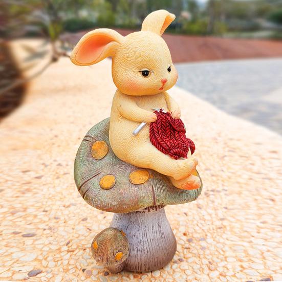 Фигурка животного на грибе, садовая смола, статуэтка читающей свиньи, вязаный кролик, украшение для сказочного сада, цветочный горшок, балкон, стол