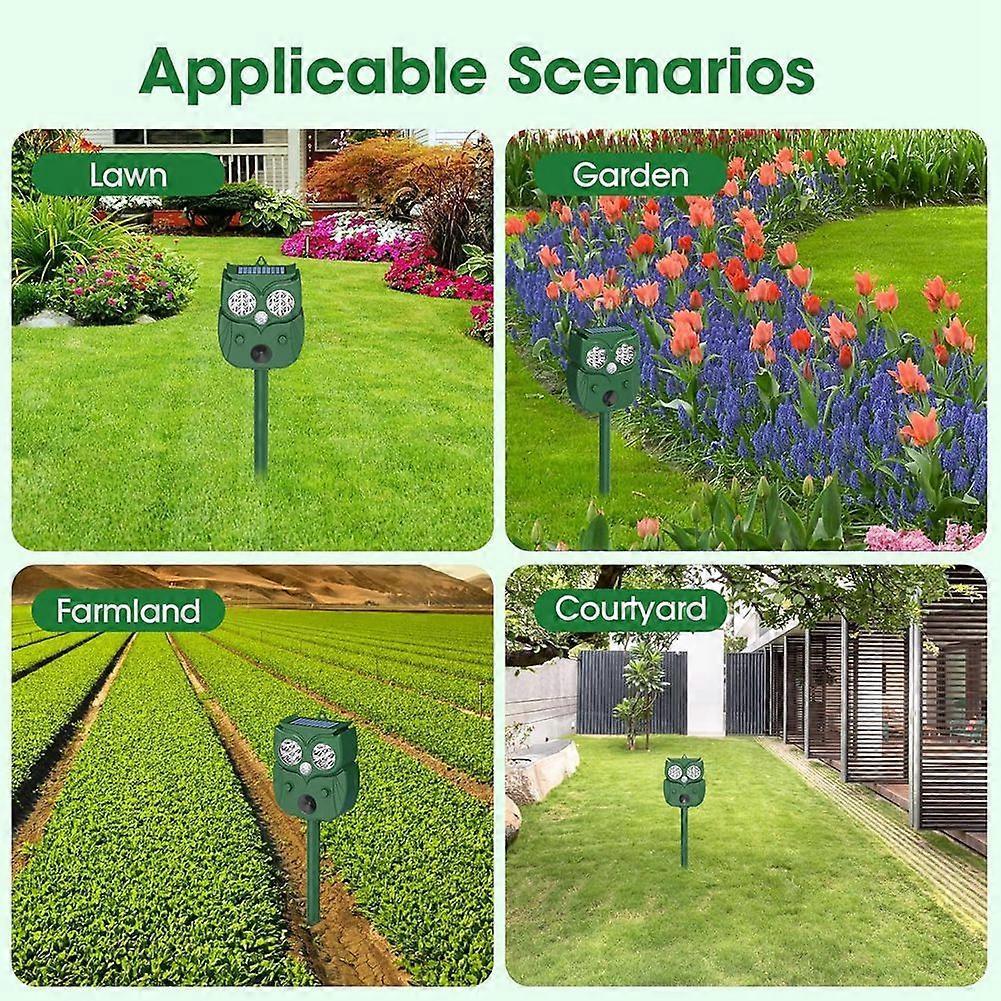 Ultrasonic Animal Repeller,Motion Detection LED Flash Light,Solar Animal Repellent for Dog Fox Rabbit Raccoon Squirrel