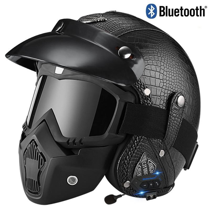 3C Certified Retro Style 3/4 Motorcycle Helmet Men Women ABS Half With Bluetooth Compatible Visor Options