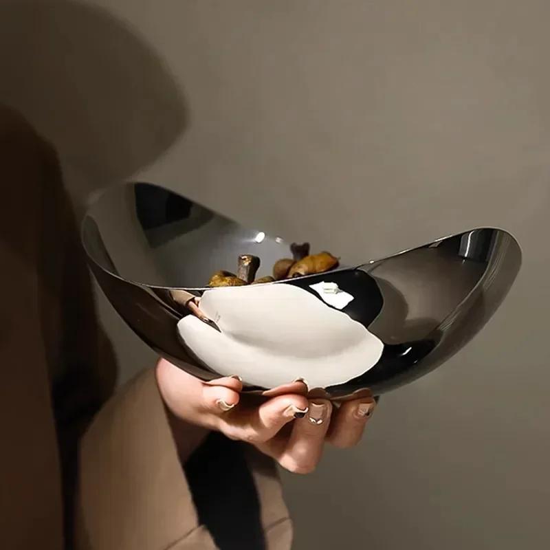 Роскошная миска для закусок и фруктов из нержавеющей стали 304, большое блюдо для подачи салата, поднос для фруктов, для хранения дома, гостиной, кухни, кофейни
