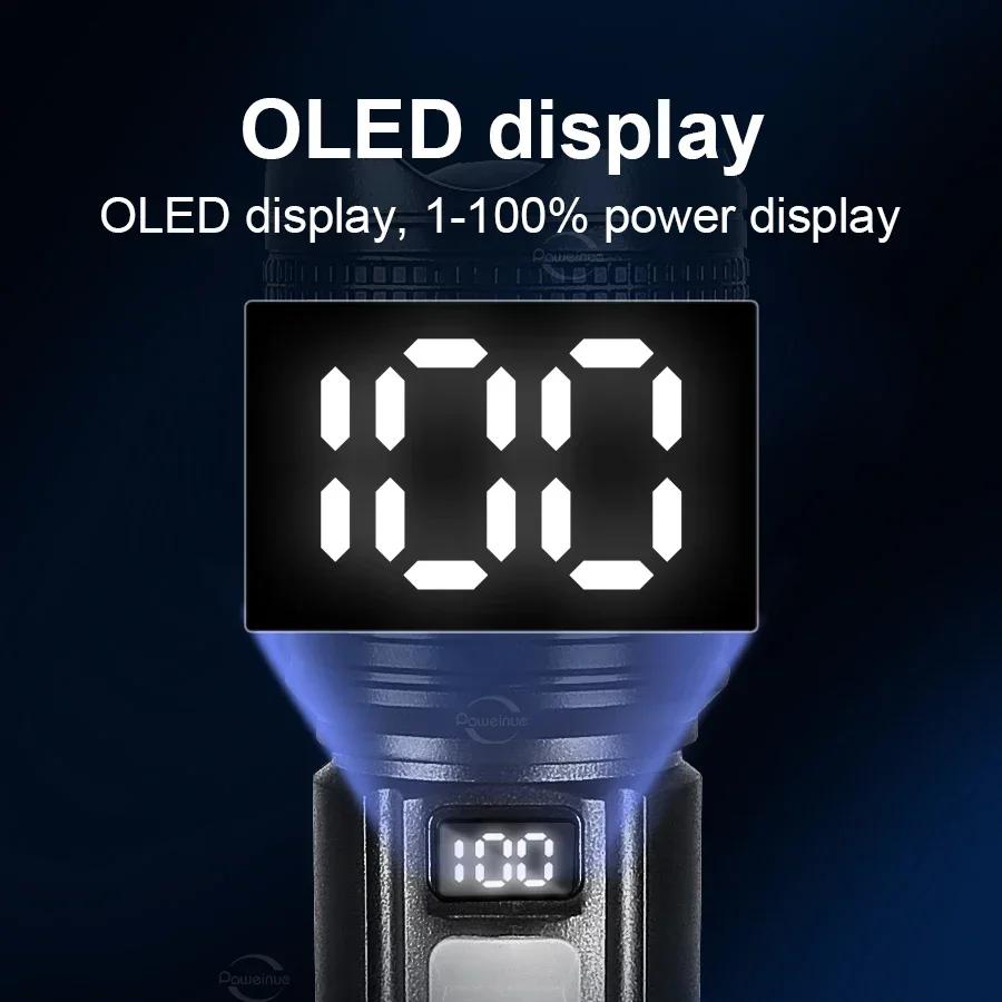 Высокомощные светодиодные фонариТактический фонарь с индикатором заряда USB-зарядка для кемпинга на открытом воздухе, рыбалки, аварийный зум-фонарь