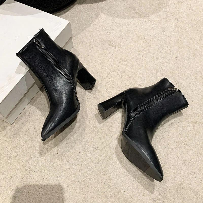 Новые модные зимние женские ботинки на молнии, удобные, с толстым каблуком, с боковой молнией, универсальные женские туфли Zapatos De Mujer