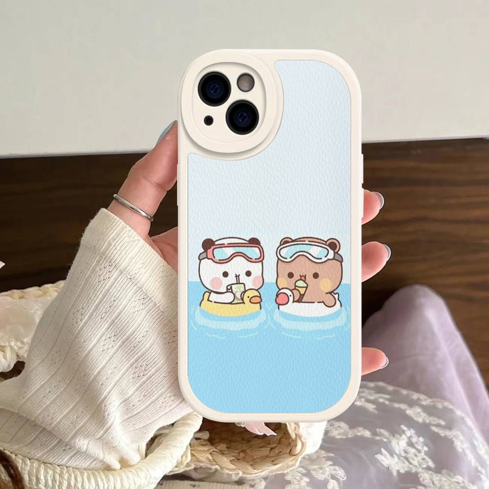 Cute Bubu Dudu Cartoon Phone Case For IPhone 16 15 14 13 12 11 Pro Max Plus Shockproof Leather Cover