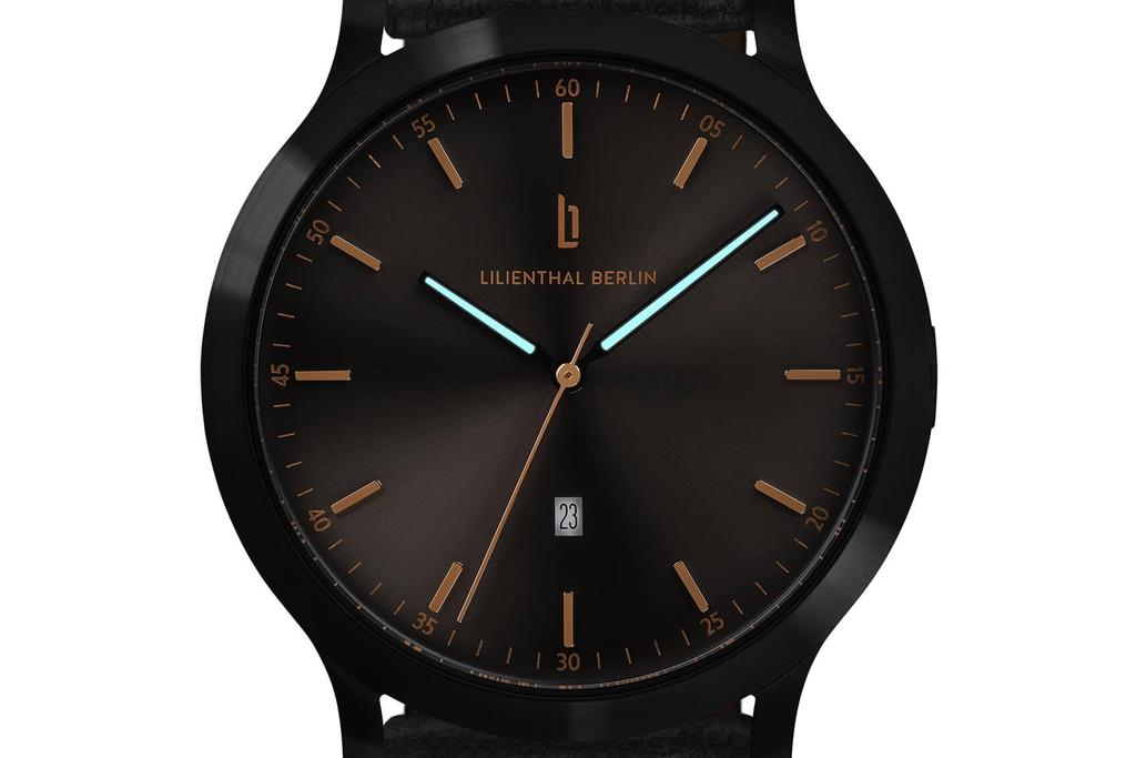 Lilianthal Berlin Сделано в черном Мужские часы, Дата, Германия, H01-105-B004CB,