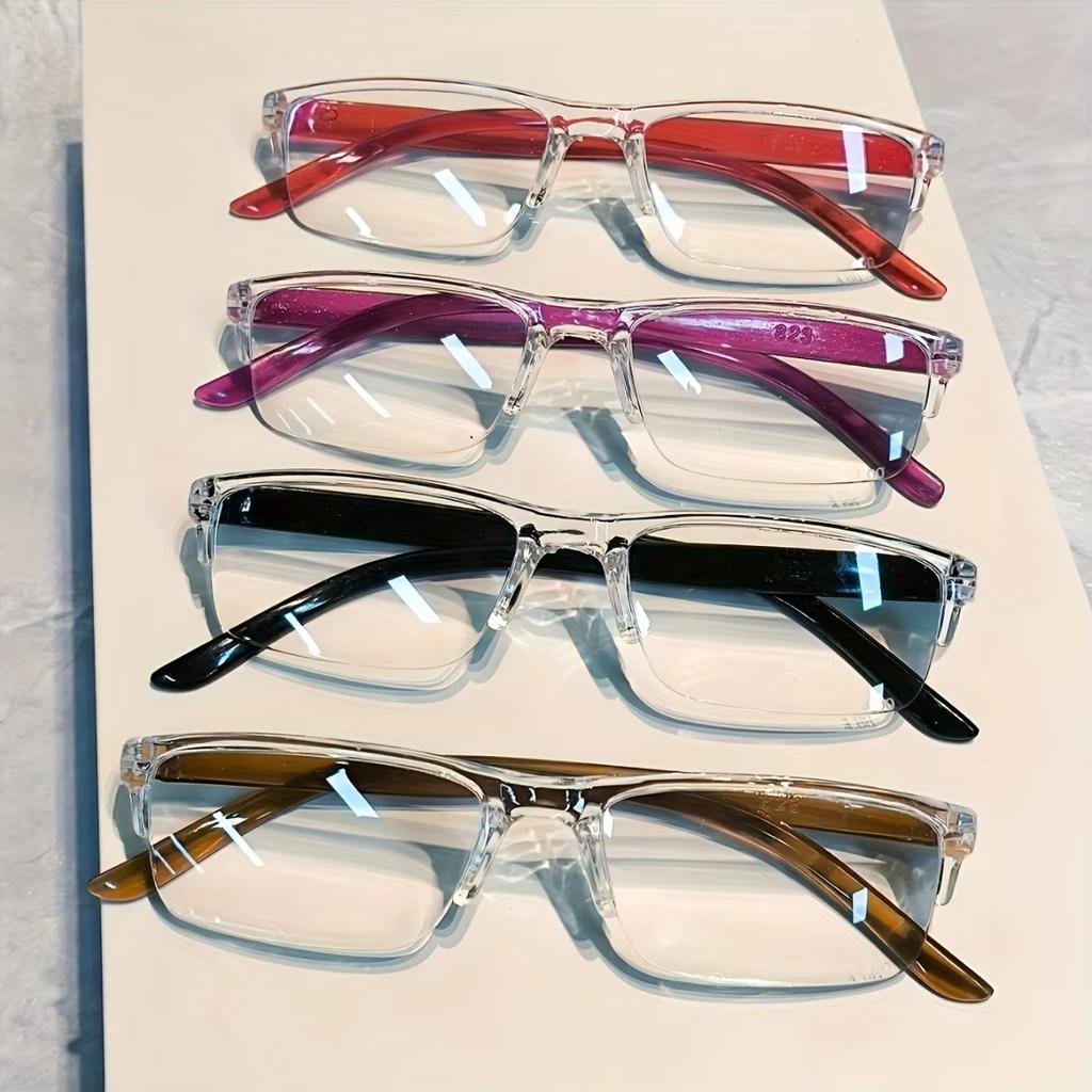 4Pairs Fashionable Hd Clear Pc Lenses Reading Glasses Classic Ultra-Light Magnifying Eyeglasses Durable And Shockproof