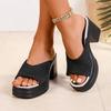 2025 Summer Women's Open-Toe Thick Platform Flip Flops New Outdoor Chunky Heel Slide Slip Minimalist High Heels Zapatos