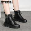 Boots Women's Shoes Side Zipper Laces Outer Wear Student Short Tube Plus Velvet  Women Winter