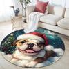 Christmas dog pattern round rug,Carpet Rug for Living Room Bedroom Playroom ,Non-slip Floor Mat,Holiday Gifts and Birthday Gifts.