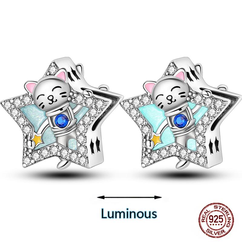 Shining Luminous Firefly Charms Copper Bulb Octopus Jellyfish Bee Fit Dangle Original Bracelets Glow Beads Women Diy Jewelry