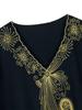EDOLYNSA Золотая вышивка с v-образным вырезом, большие размеры, кафтан, пляжное платье макси, 2024, женские летние кафтаны, сексуальная пляжная одежда, купальник, накидка Q1584