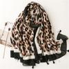 180 * 120 Encrypted Bali Yarn Cotton And Linen Scarf With Leopard Print Positioning Pattern And Tassel Tourism Beach Scarf Shawl For Women