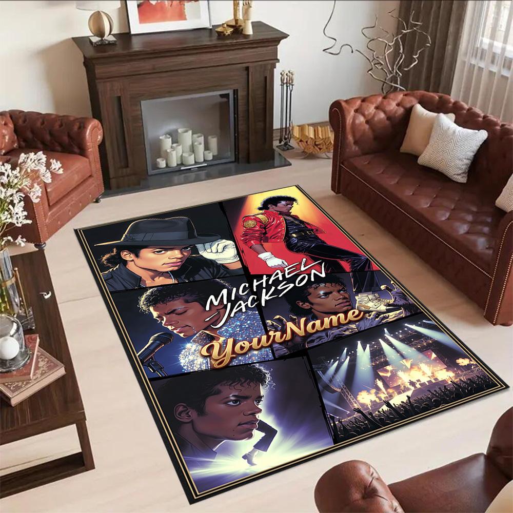 Michael Jackson 112 Customizable Name Carpet Suitable for Dormitory Entryway Playrooms Kitchen Anti-slip Rug Anime Office Decor Gift for Festivals