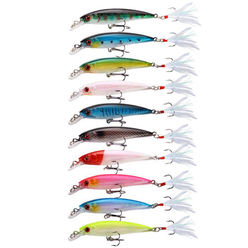 Горячая приманка Minnow Triple Feather Hook для окуня и мандарина, пресноводная и морская, 7 г, 10,5 см