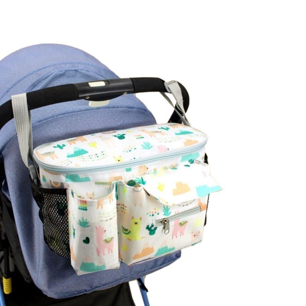 Large Capacity Baby Stroller Bag Printed Hanging Carriage Bag Infant Nappy Bags