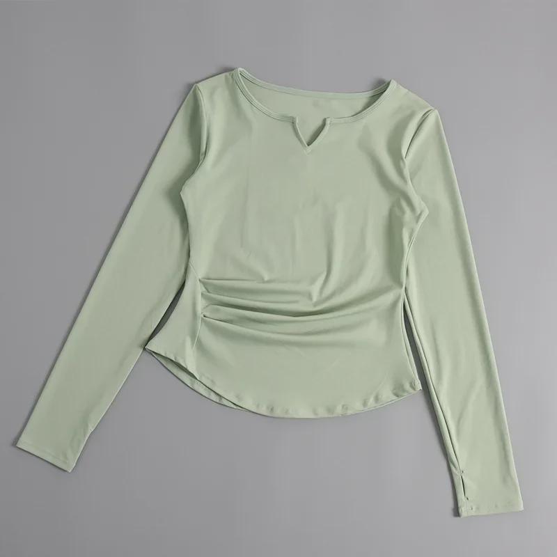 Футболка облегающего кроя с длинным рукавом, быстросохнущая, дышащая, для бега и йоги