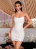Белое Кружевное Мини-Платье-Бандо Bodycon - Элегантный Стиль с Акцентом на Талию для Официальных Банкетов и Вечеринок