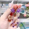 Crystal Flower Tassel Earrings with Silver-Plated Needles - Anti-Loss Zircon Design Inspired by Japanese and Korean Style
