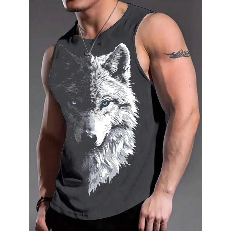 Летний топ с круглым вырезом и 3D-принтом животного, модная повседневная безрукавка, мужские футболки