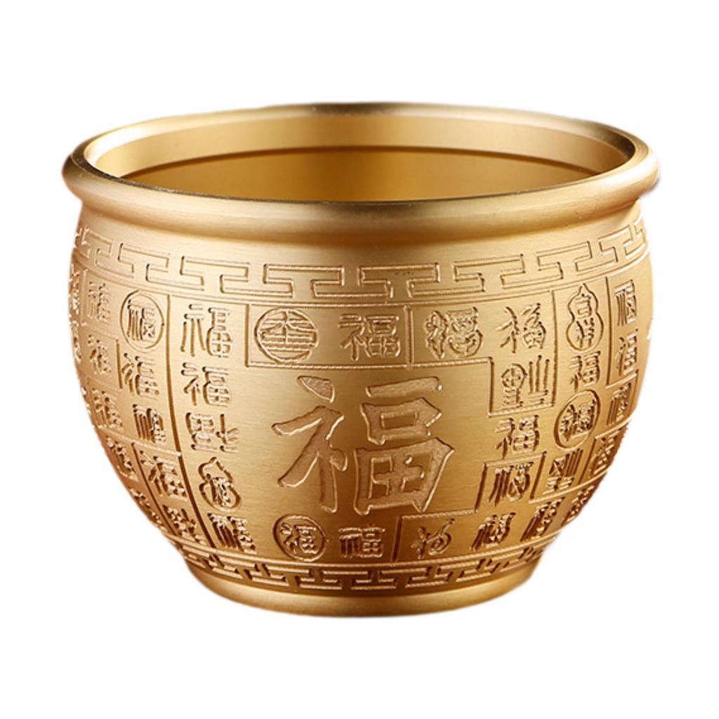 Chinese Treasure Bowl Cornucopia Bowl Brass Ornament Collectible Gift Feng Shui Decor Money Drawing Bowl for Living Room Desk