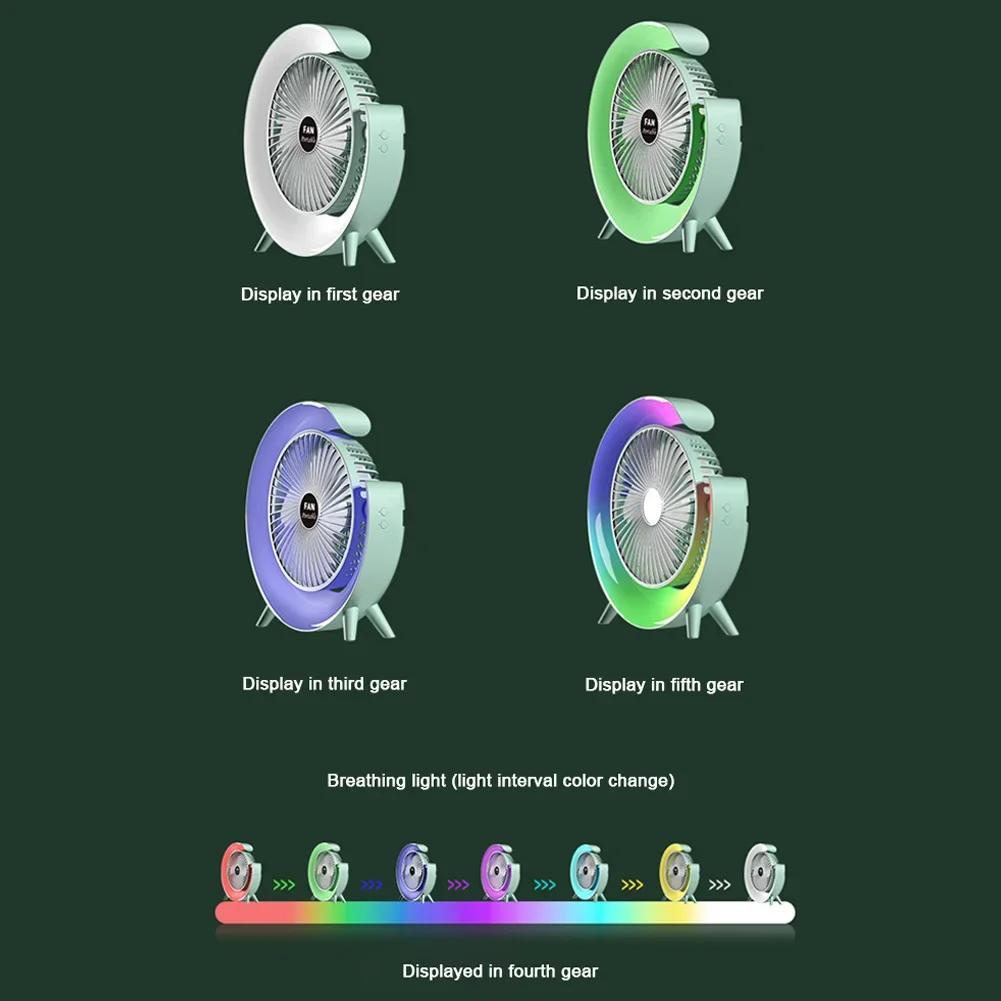 Портативный вентилятор USB перезаряжаемый вентилятор светодиодный 5 цветов электрический вентилятор 180° регулируемые летние вентиляторы для кемпинга 3 скорости мини-вентилятор для Xiaomi вентилятор