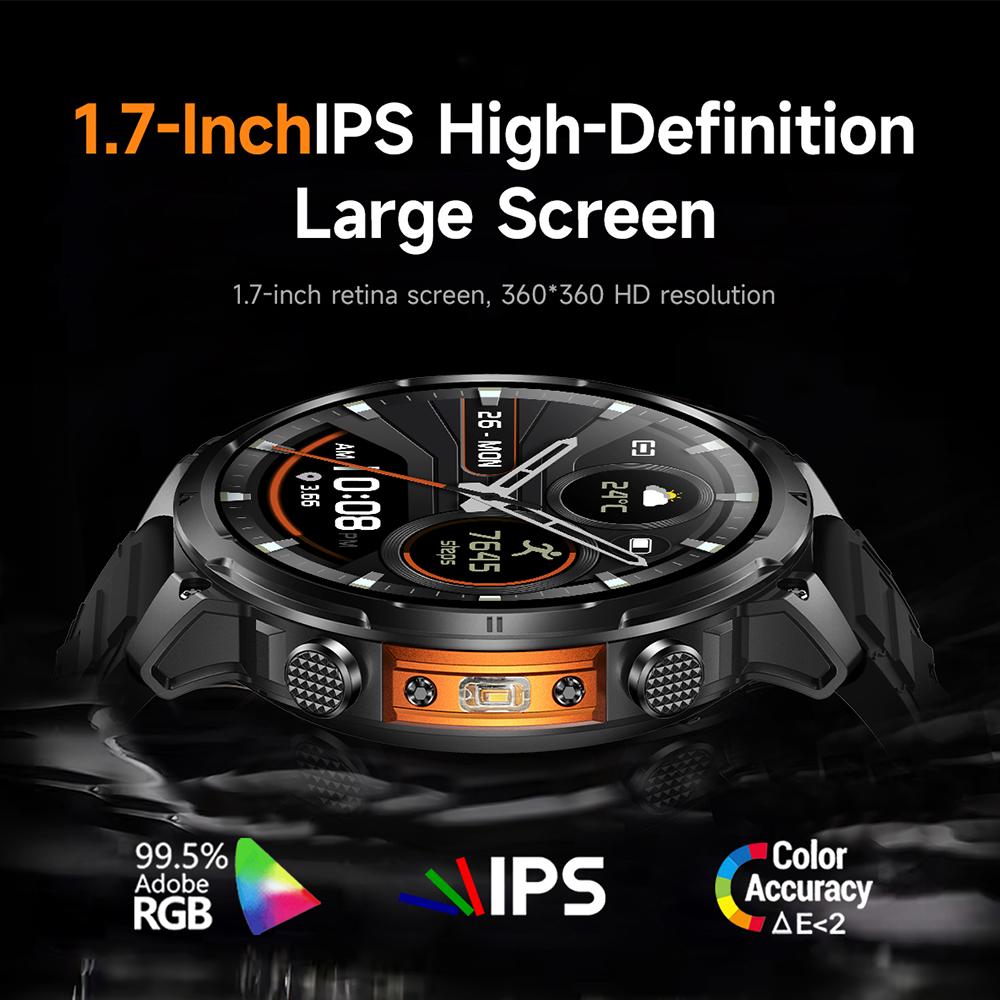 Новые мужские GPS-смарт-часы 1,7-дюймовый HD-экран Военный звонок IP68 Водонепроницаемые 100 спортивных режимов Смарт-часы с большой батареей 720 мАч