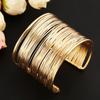 Women's Bracelet Multilayer Metal Wires Strings Open Bangle Wide Cuff Bracelet Girls Fashion Jewelry Accessories