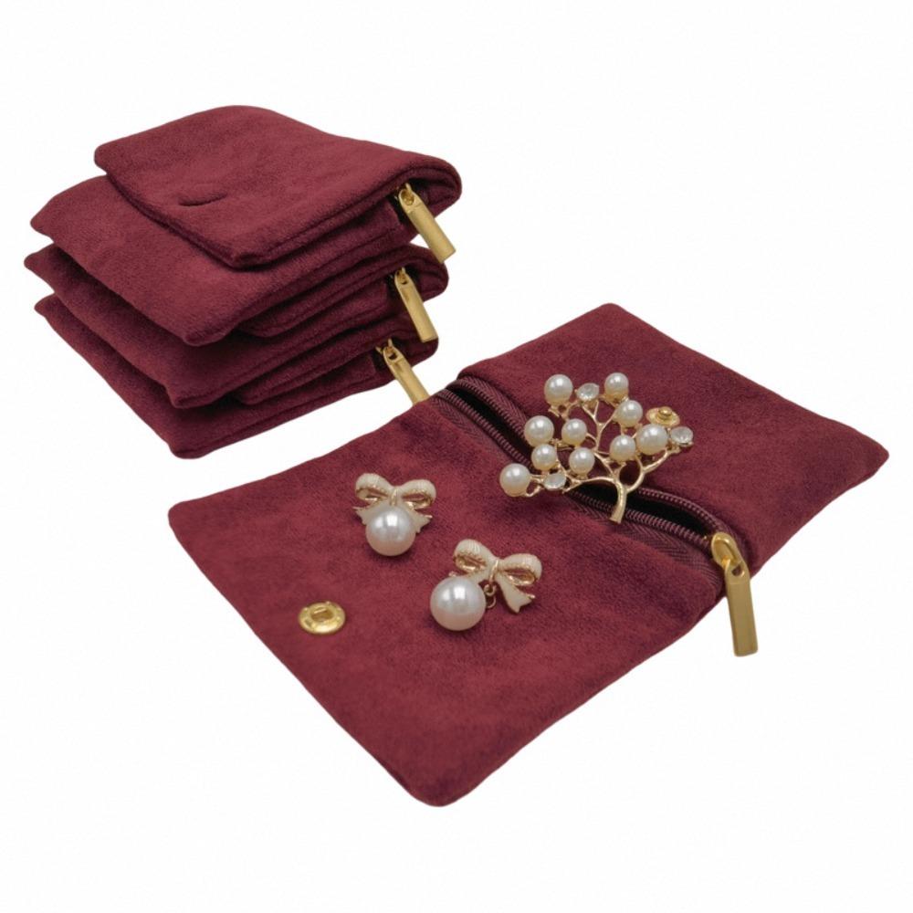 1PCS Velvet Jewellery Pouch Snap Zipper Gift Packaging Bracelet Necklace Earrings Storage