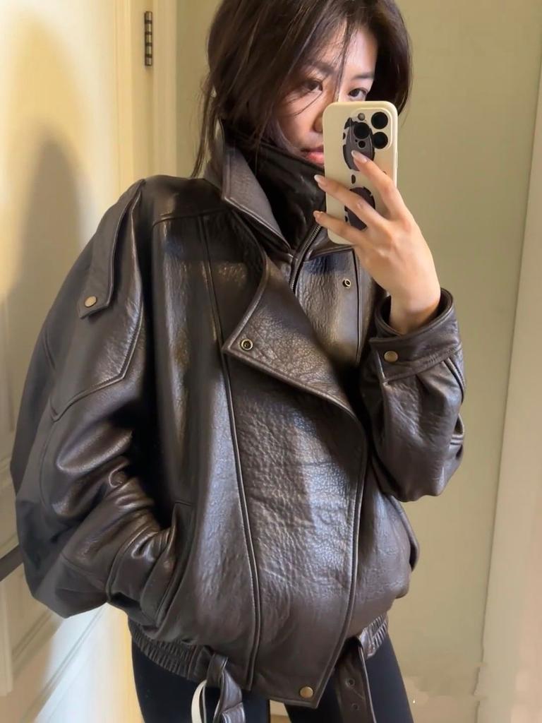 Vintage Heavy Pu Leather Jacket