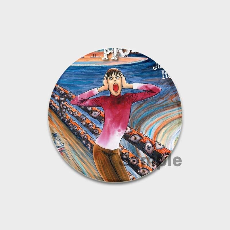 58 мм новая брошь с героями мультфильмов Дзюндзи Ито, аниме ужасов, эмалированная булавка из сплава, фильмы ужасов, аксессуары для творчества, детский подарок, 58 мм, значок с мультяшным рисунком