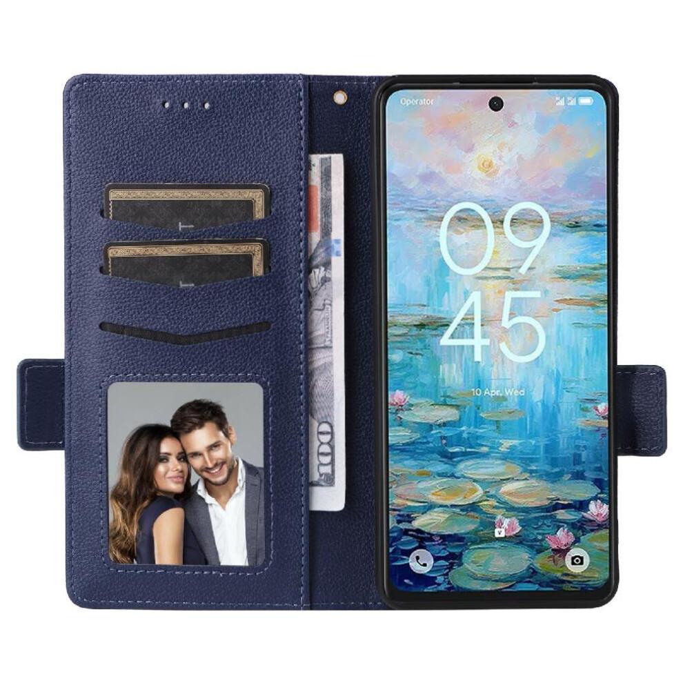 (Blue) Flip Case for Tcl 50 Nxtpaper 5g Pu Leather Card Slots Holder Magnetic Wallet Side Buckle