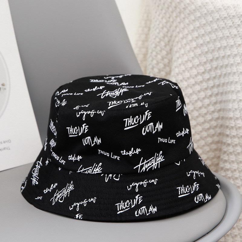 Korean Fashion Embroidered Reversible Fisherman Hat - Unisex Casual Small Brim Sun Hat