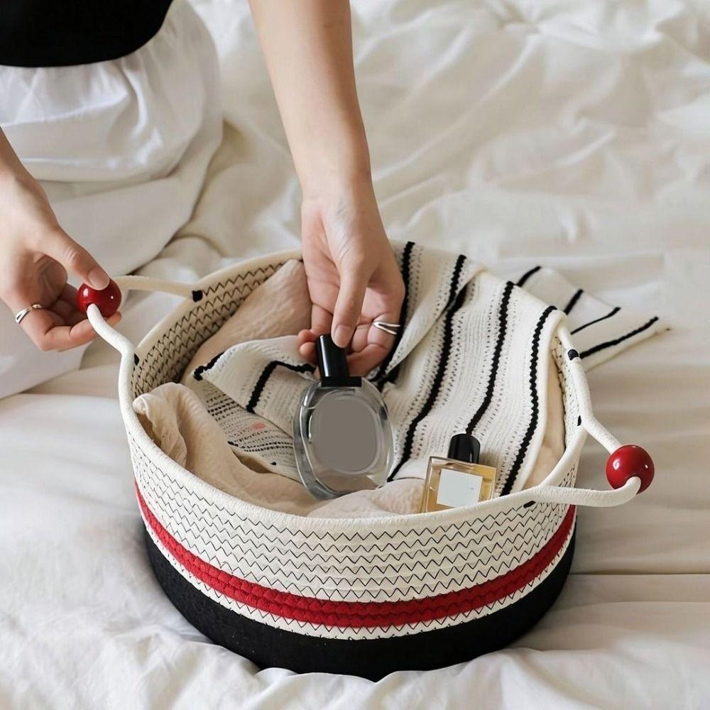 Decorative Cotton Rope Storage Box Large Capacity Desktop Organizer Makeup Storage Basket Keys