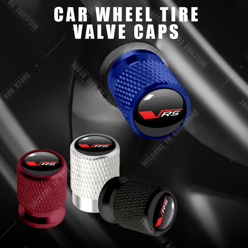 AGC1 Car CNC Aluminum VRS Emblem For Skoda Kodiaq Yeti Fabia Roomster Octavia Sport Line 4pcs Tire Valve Air Port Stem Cover Caps