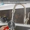 Cast Iron Scrubber with Silicone Handle Kitchen Rust Pot Pans Cleaning Brush Rust Remover Stubborn Stain Metal