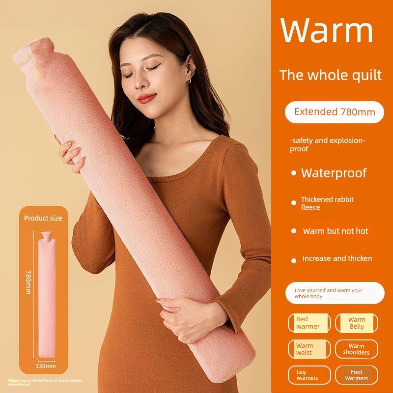 Extra-Large Hot Water Bottle for Bed, Ultra-Long Version, Thickened, Water-Fillable, Foot Warmer for Sleeping
