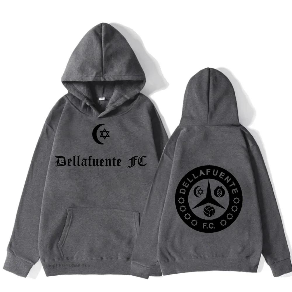 Dellafuente Hoodies Rap Print Толстовка с капюшоном Мужская одежда Зимняя готическая мужская с длинным рукавом Sudadera Женская